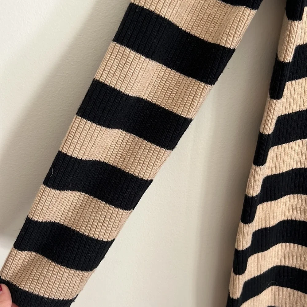 J Crew Stripe Turtleneck Mini Wool Knit Sweater dress size large